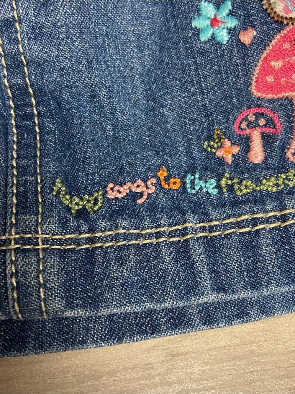 Genuine kids Oshkosh Skirt girls Size 9 Month Denim Skirt jean skirt embroidered